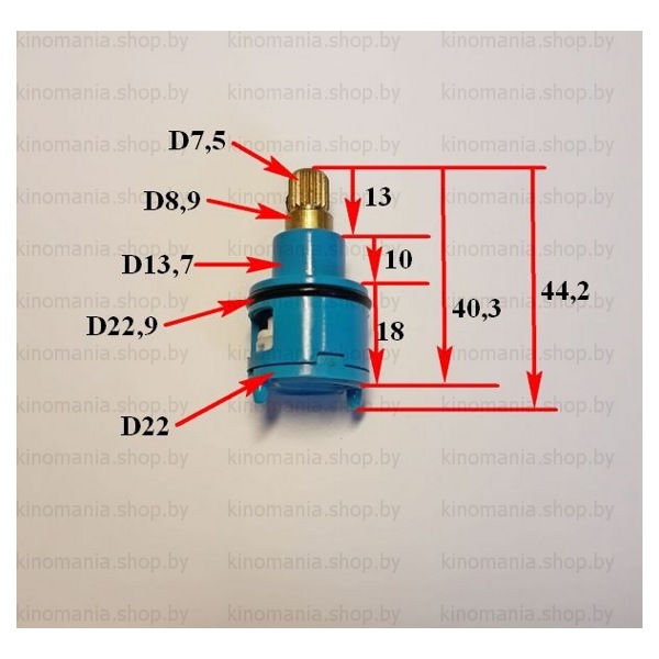 Картридж керамический для смесителя (в дивертор душевого смесителя) Frap F54-1 (22мм,90°,20 шлицов) - фото2