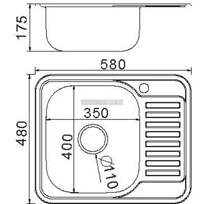 Мойка кухонная из нержавейки Frap F65848 (F64858!) (поверхность:глянец;монтаж:врезная;размеры:580х480х175мм;толщина:0,6мм;комплектация:сифон,крепление,уплотнитель;сифон:3-1/2";чаша:справа или слева) фото-2