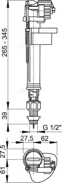Впускной механизм с нижней подводкой AlcaPlast A17-1/2" (A17-1/2"-BL-01) - фото2