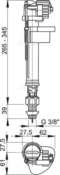 Впускной механизм с нижней подводкой AlcaPlast A18-3/8" (A18-3/8"-BL-01) - фото2