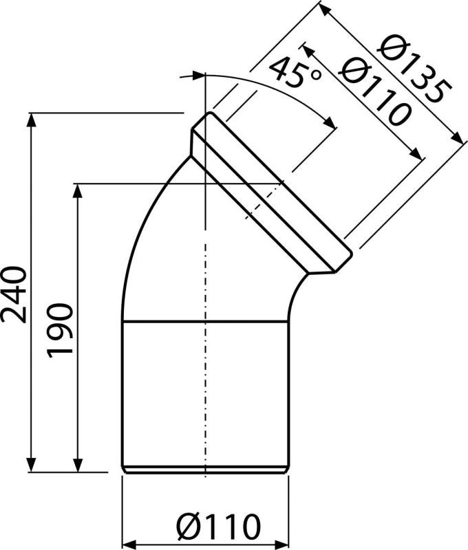 Колено для унитаза 45° Alcadrain A90-45 (A90-45-BL-01) фото-2