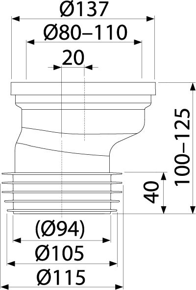 Патрубок для унитаза эксцентрический 20 мм Alcadrain A991-20 - фото2