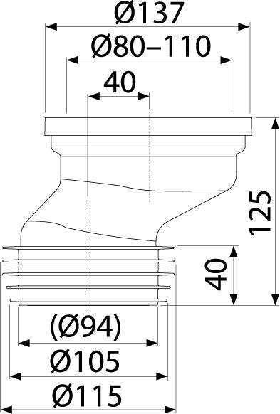 Патрубок для унитаза эксцентрический 40 мм Alcadrain A991-40 - фото2