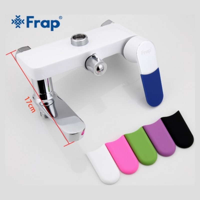 Душевая система Frap F2434 (латунь, хром+белый+разноцветные силиконовые накладки на ручку)(высота 80-135 см) фото-6