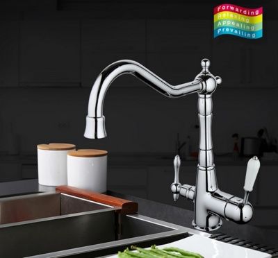 Смеситель для кухни Gappo G4391 (ретро стиль),(цвет: хром),(2в1,с подключением фильтра для питьевой воды,"2 воды")