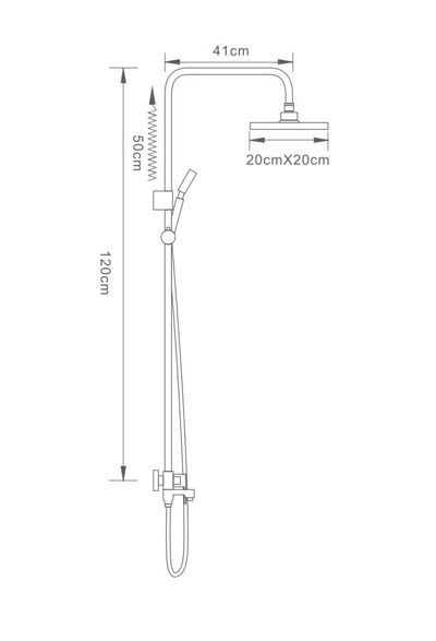 Душевая система с тропическим душем "зонт" для душевой кабины/ванны Ledeme L2407 (латунь,хром),(высота штанги: 70-120 см) - фото2