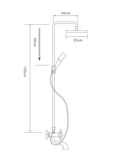 Душевая система  с тропическим душем Ledeme L2419 (смес. с изливом) ( высота 70-120 см) (цинк, хром) фото-2