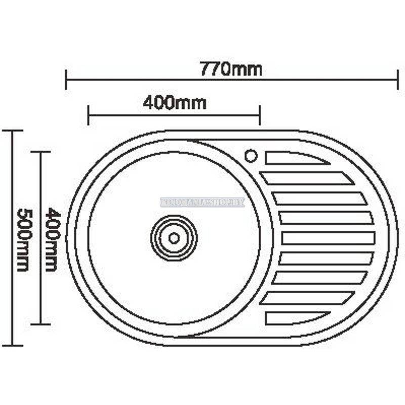 Мойка кухонная нержавейка Ledeme L87750-6L (овал),(врезная),(левая:чаша слева,сушка справа),(770х500),(глянец),(0,8мм),(сифон,крепление,уплотнитель) фото-2