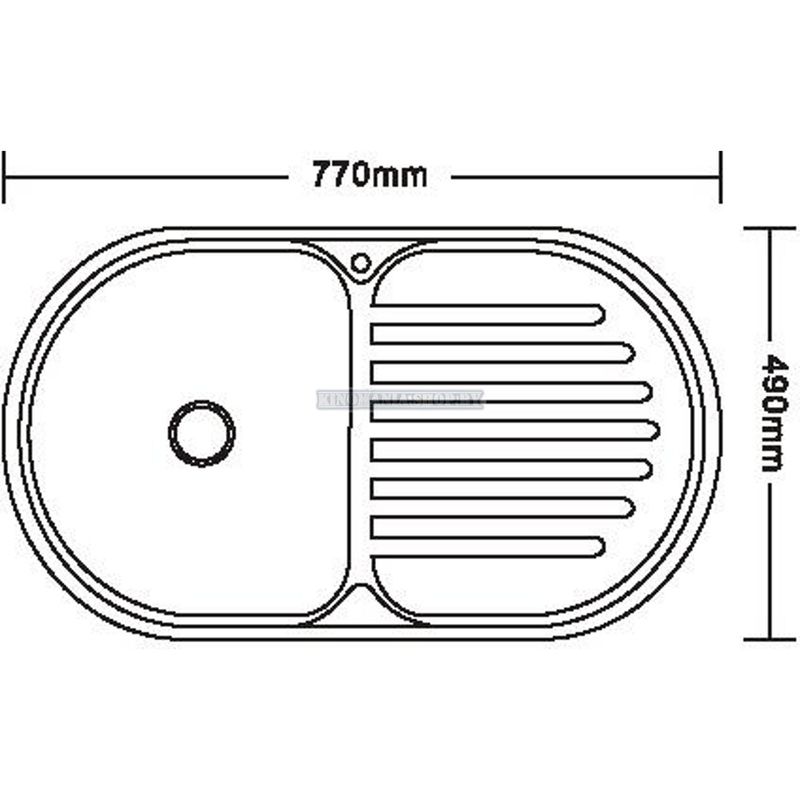 Мойка кухонная из нержавейки Ledeme L97749-L (овал),(врезная),(левая:чаша слева,сушка справа),(770х490*180),(глянец),(0,8мм),(сифон,крепление,уплотнитель) фото-2