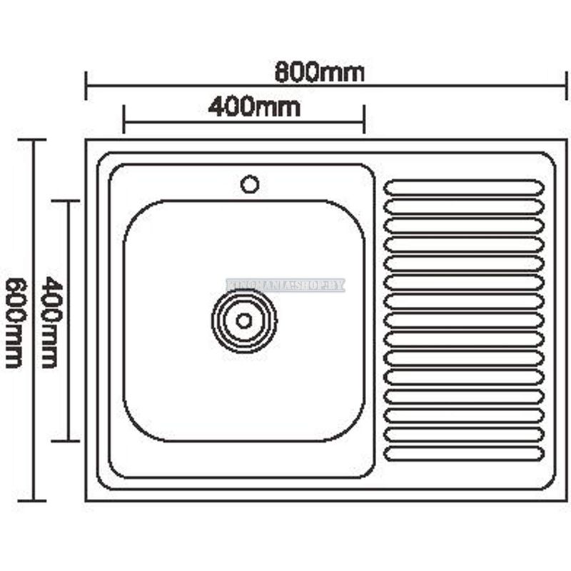 Мойка кухонная нержавейка Ledeme L98060-6L (прямоугольник),(накладная),(левая:чаша слева,сушка справа),(800х600),(глянец),(0,6мм),(сифон) - фото2