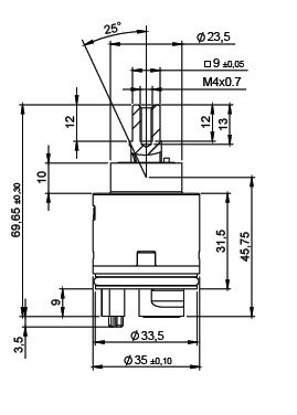 Картридж керамический для смесителя (под ручку-рычаг) Frap F51-1 (35мм) - фото2