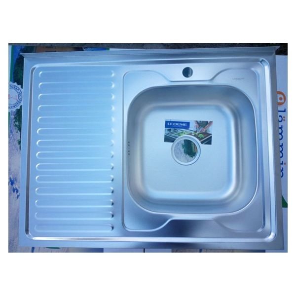 Мойка кухонная нержавейка Ledeme L68060-R (прямоугольник),(накладная),(правая:чаша справа,сушка слева),(800х600),(декор ),(0,8мм),(сифон)+Подарок (4 пластиковых крепления для накладной мойки)! - фото1