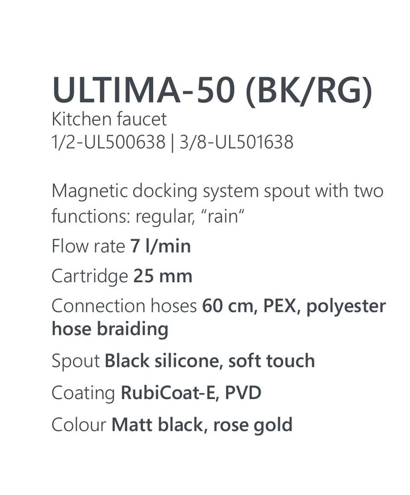 Смеситель для кухни Rubineta Ultima-50 (BK/RG) (UL500638) фото-3