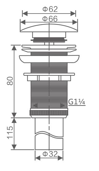 Донный клапан для умывальника с переливом и удлинителем Savol S-XS001 (хром) фото-3