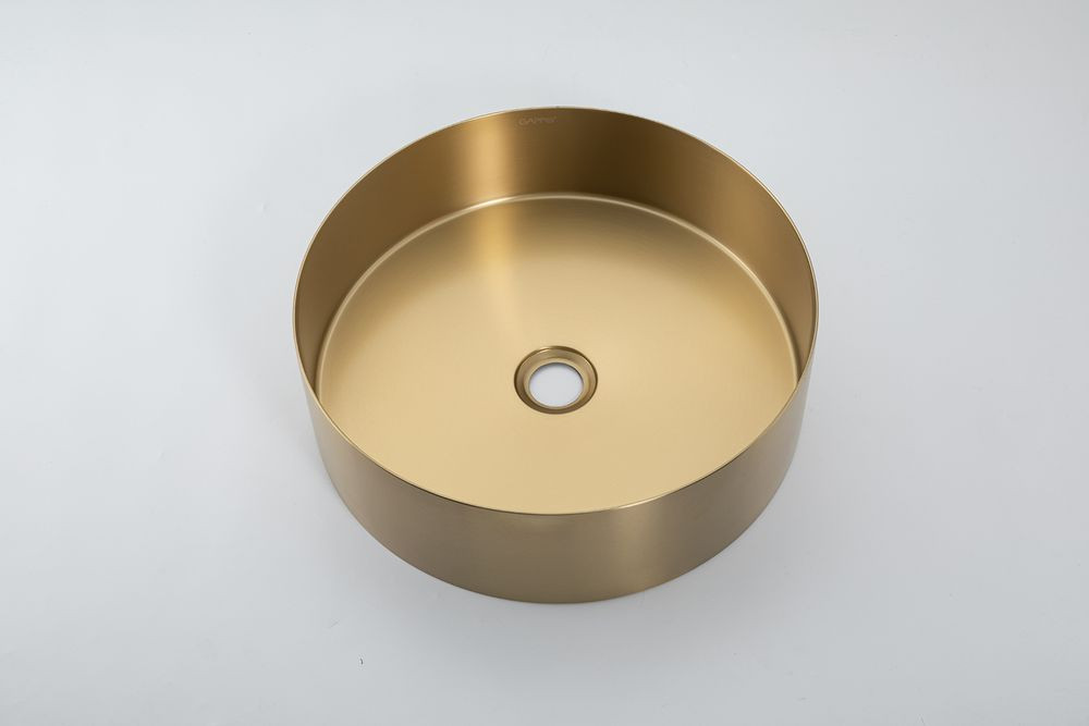 Раковина для ванной Gappo GX101-3 (круг.,на столеш., нерж. сталь, золотой сатин,D400*H125) фото-5