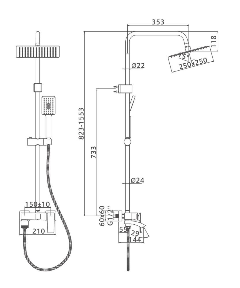 Душевая система Ledeme L2478D фото-4