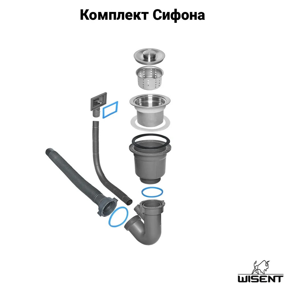 Мойка кухонная Wisent W35050D (декор, сатин, сифон W02+ дозатор WW405A) фото-10