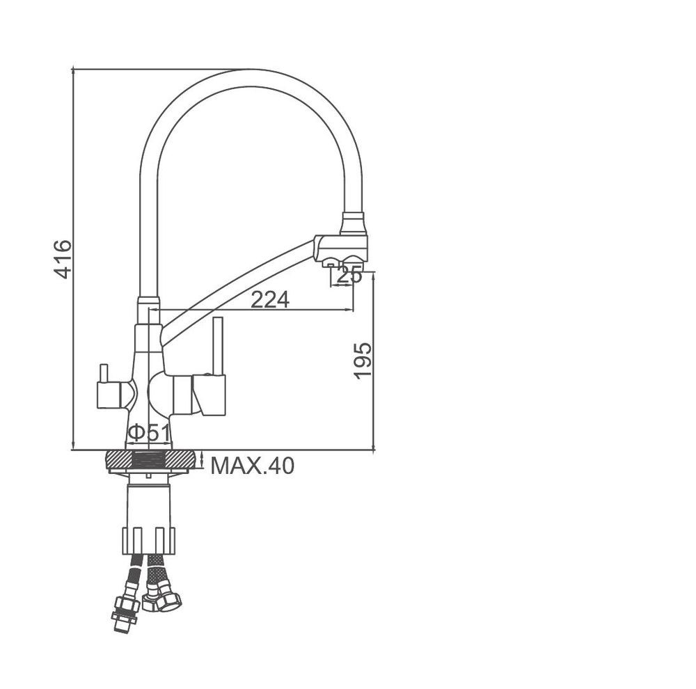 Смеситель для мойки Ledeme L4855D-12 фото-3