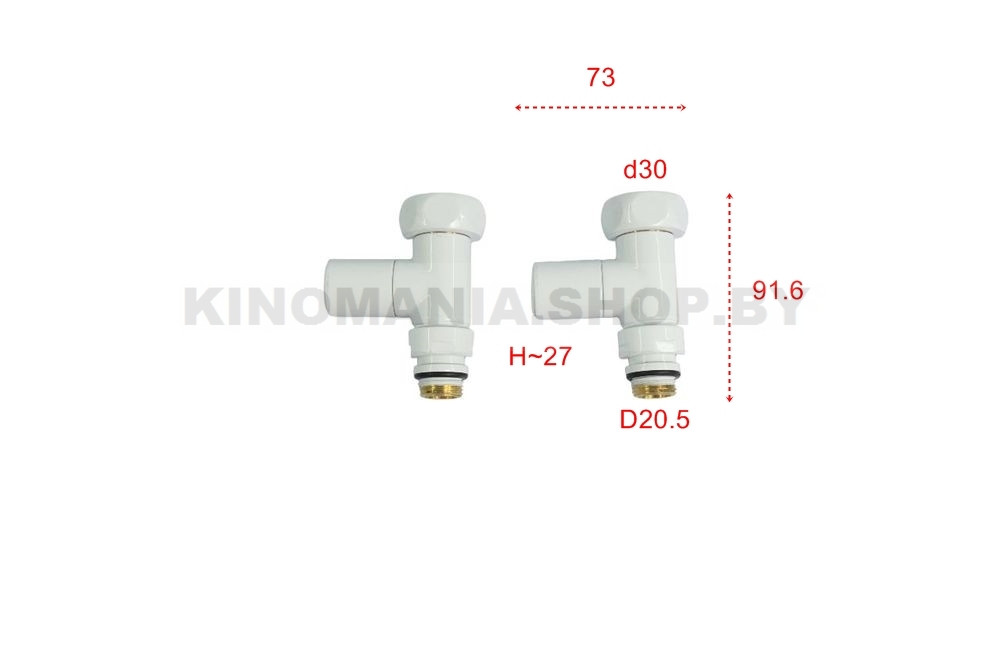 Вентиль запорный прямой для полотенцесушителя TIM KV01-FM042W (1"-1/2",Г-Ш,2шт.,белый) фото-3