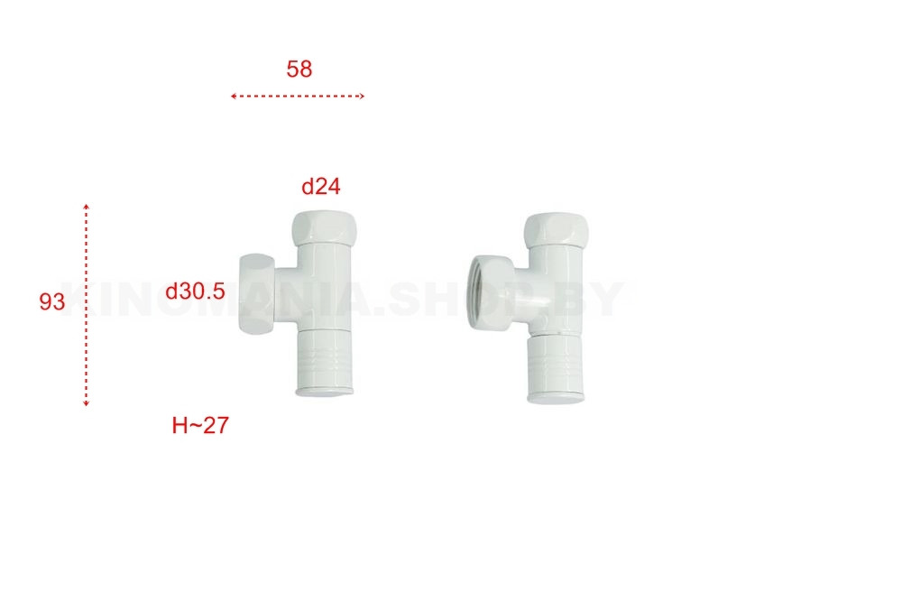 Вентиль запорный угловой для полотенцесушителя TIM KV01-LFF043W (1"-3/4",Г-Г,2шт.,белый) - фото2