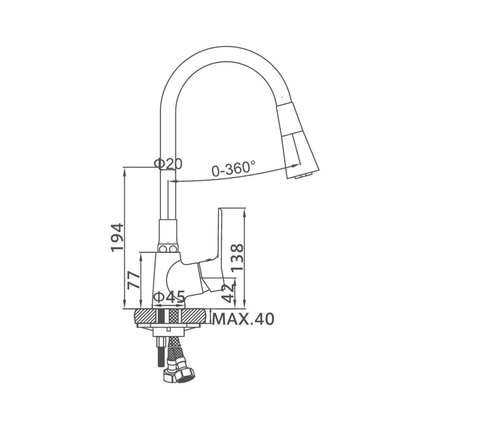 Смеситель для кухни Ledeme L4161B-2 фото-4