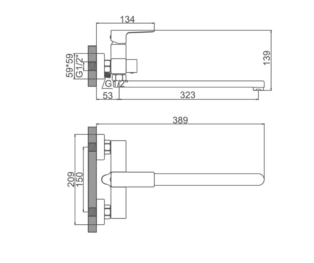 Смеситель для ванны Ledeme L2273W фото-3