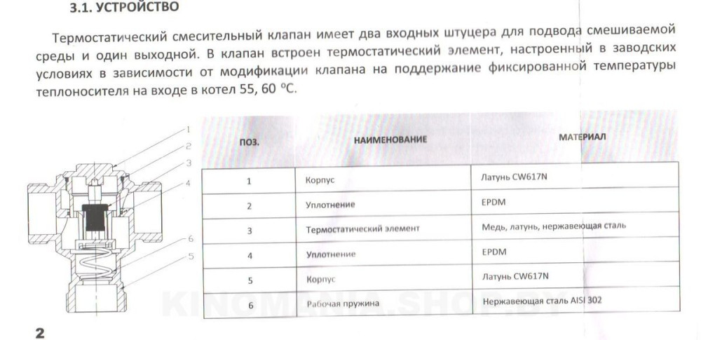 Клапан термостатический трехходовой для напольных котлов ZEISSLER TIM ZSm.401.015507 (НР1-1/4"-55°С)(ZSm.411.015507) фото-9