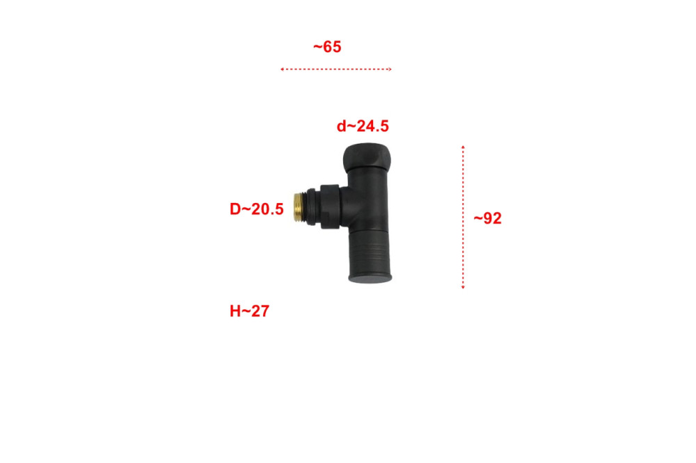 Вентиль запорный угловой для полотенцесушителя TIM KV01-LFM032B (3/4"-1/2",Г-Ш,2шт.,чёрный) фото-3