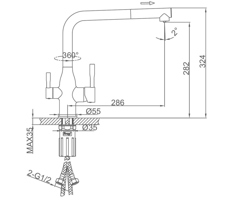 Смеситель для кухни Frap F4396-30 фото-3