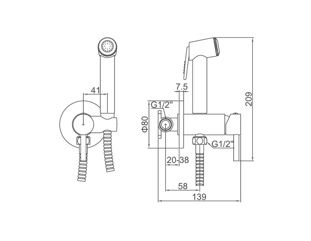 Смеситель гигиенический встраиваемый Ledeme L5398D-2 фото-2