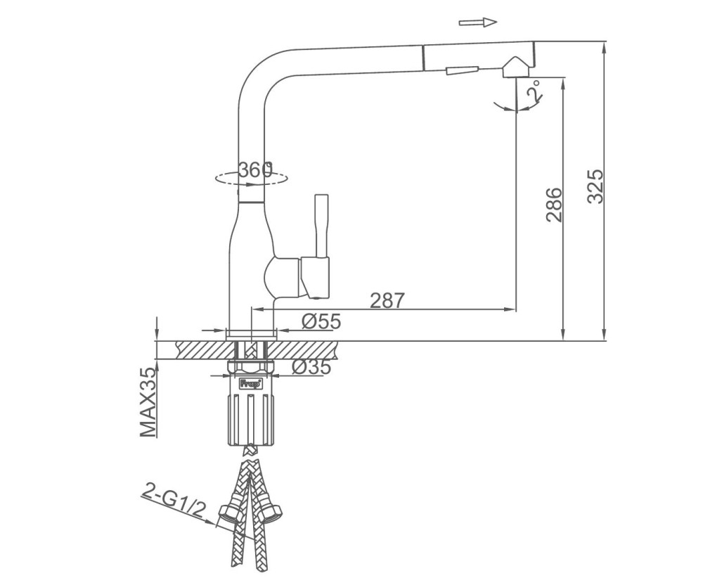 Смеситель для мойки Frap F6096-3 фото-5