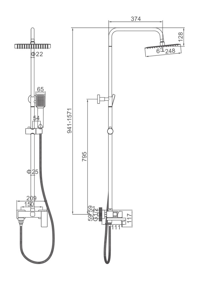 Душевая система Ledeme L72425-1 фото-3