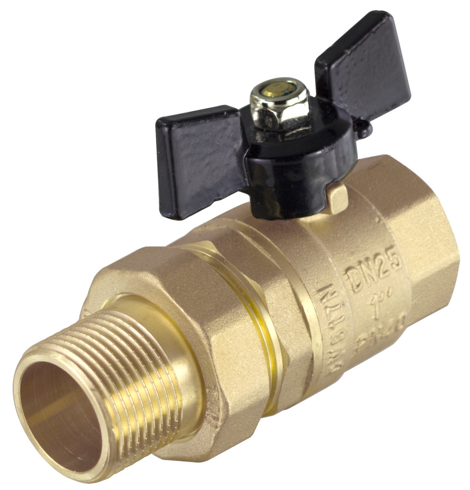 Кран шаровой латунный "Strong" с американкой 1/2" Г-Ш бабочка TIM DE1231 - фото1