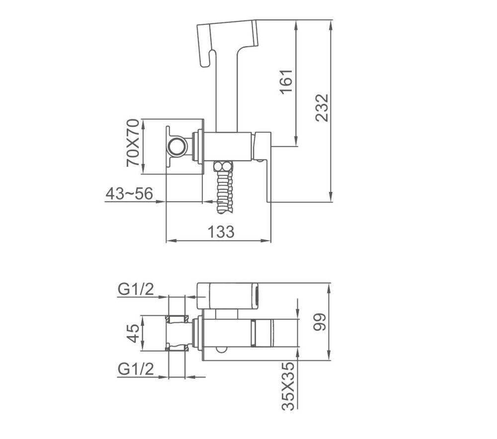 Смеситель гигиенический встраиваемый Frap F7591-2 фото-2