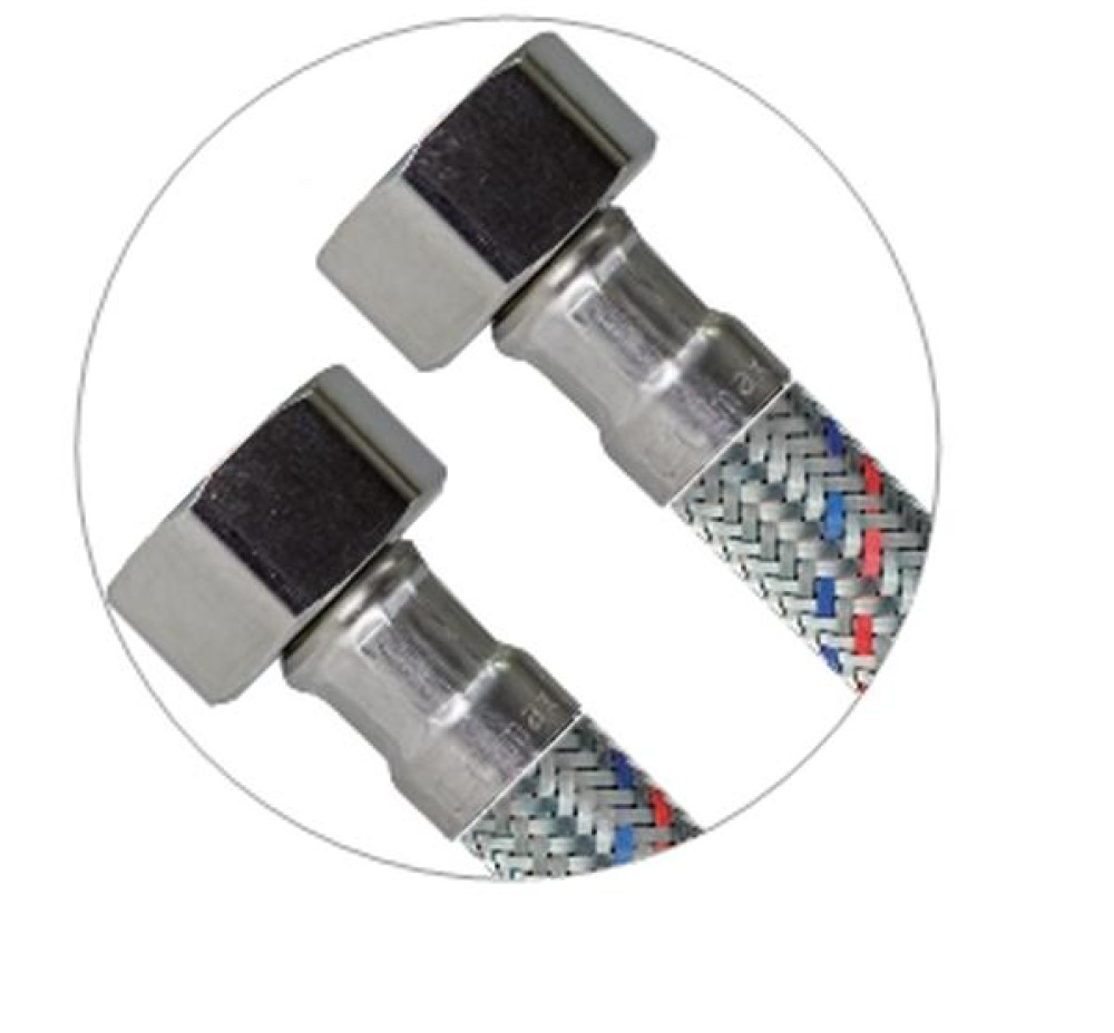 Гибкая подводка для воды TIM C66-4 (40см,1/2",Г/Г,EPDM,нерж.+полимер.,10(20)bar,95°,1шт.) фото-5 Гибкая подводка для воды TIM C66-4 (40см,1/2",Г/Г,EPDM,нерж.+полимер.,10(20)bar,95°,1шт.) фото-5
