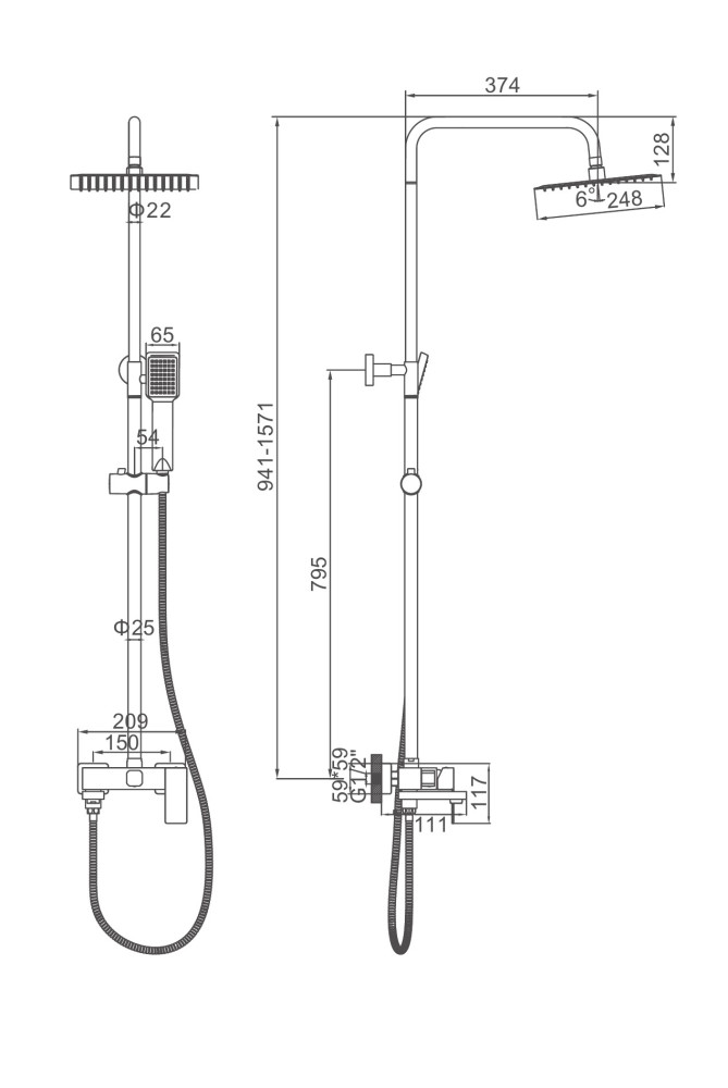 Душевая система Ledeme L72425Y-1 фото-3