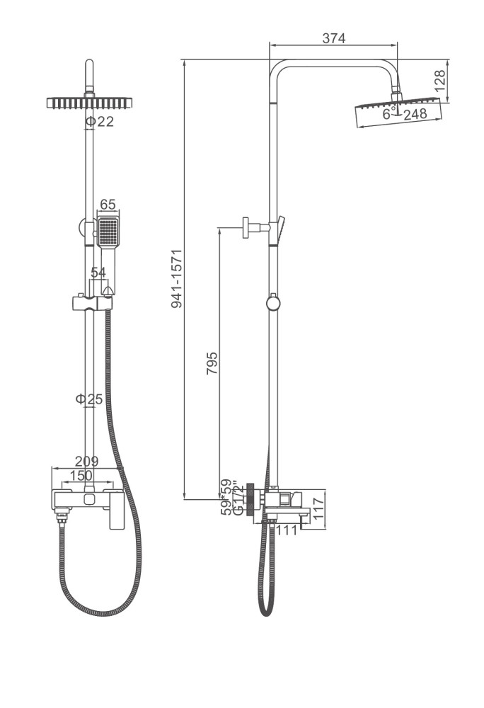 Душевая система Ledeme L72425B-1 фото-3