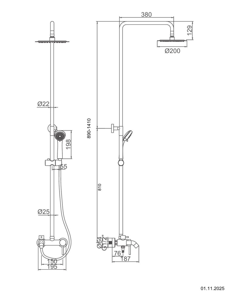 Душевая система Wisent W3552A - фото2 Душевая система Wisent W3552A - фото2