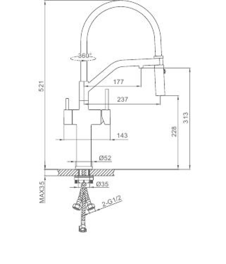 Смеситель для кухни Gappo G4399-83 фото-3