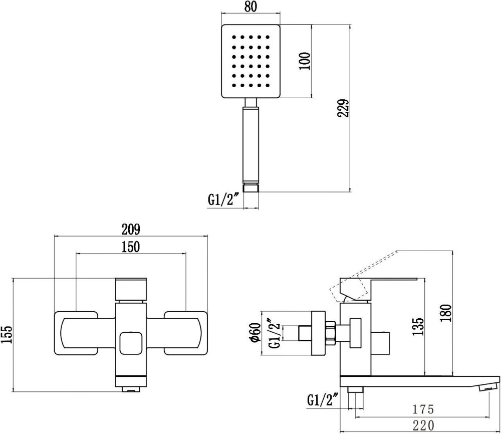 Смеситель для ванны Fmark FS8104Q - фото2 Смеситель для ванны Fmark FS8104Q - фото2