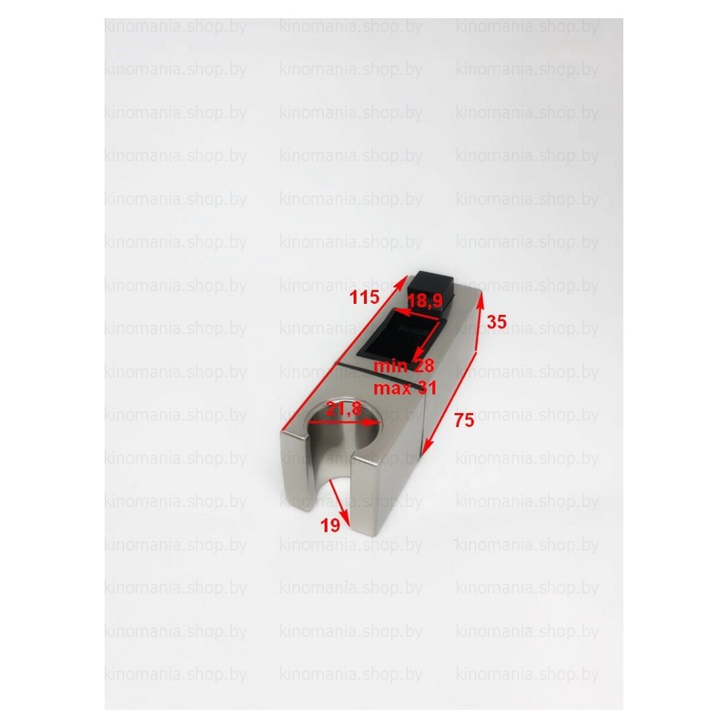 Держатель для душевой лейки прямоугольный сатиновый (прямоугол.,сатин,высокий,кнопка) фото-2