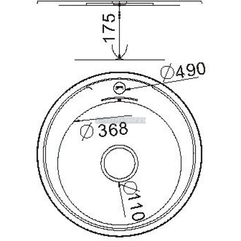 Мойка кухонная из нержавейки Frap FS60490 (круг),(врезная),(490х175),(матовая),(0,6мм),(сифон,крепление,уплотнитель),(выпуск 3-1/2") - фото2