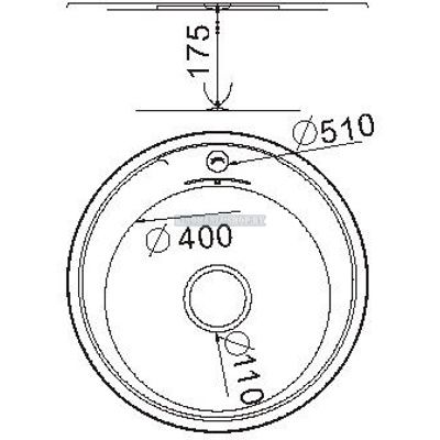 Мойка кухонная из нержавейки Frap FS60510 (круг),(врезная),(510х175),(матовая),(0,6мм),(сифон,крепление,уплотнитель),(выпуск 3-1/2") фото-2