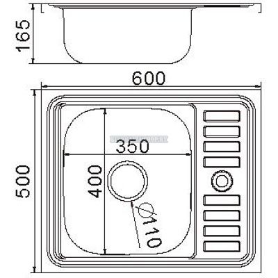 Мойка кухонная из нержавейки Frap F65060 (поверхность:глянец;монтаж:накладная;размеры:500х600х165мм;толщина:0,6мм;комплектация:сифон;сифон:3-1/2") - фото2