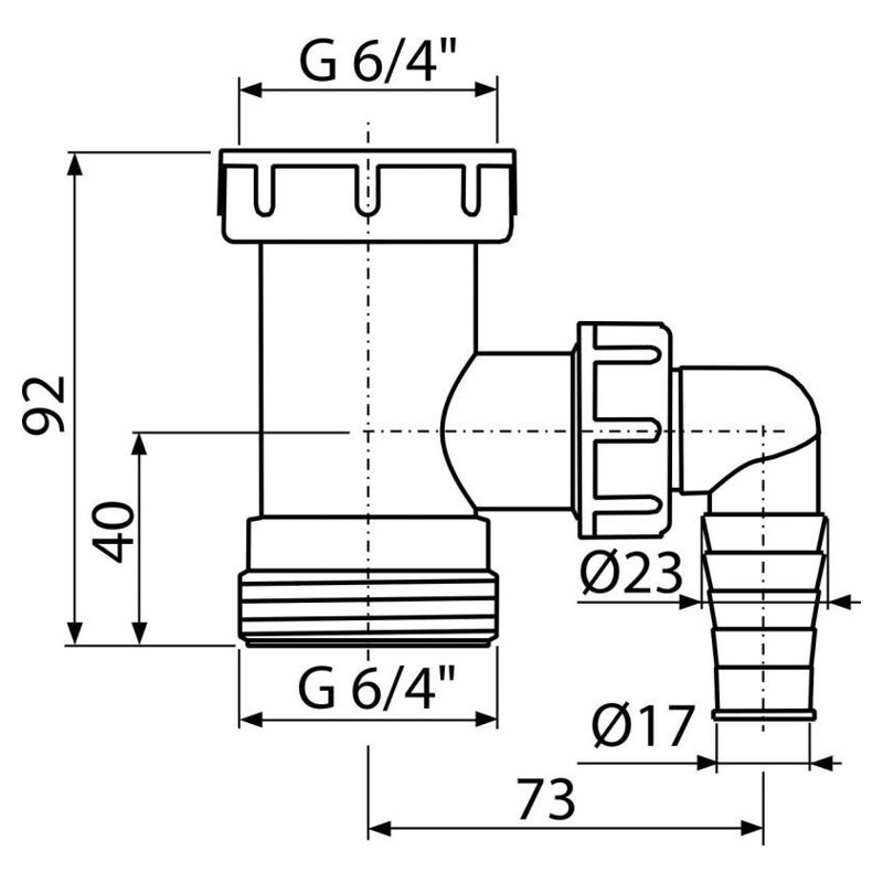 Часть сифона переходник-колено 6/4" с отводом Alcadrain A30 - фото2