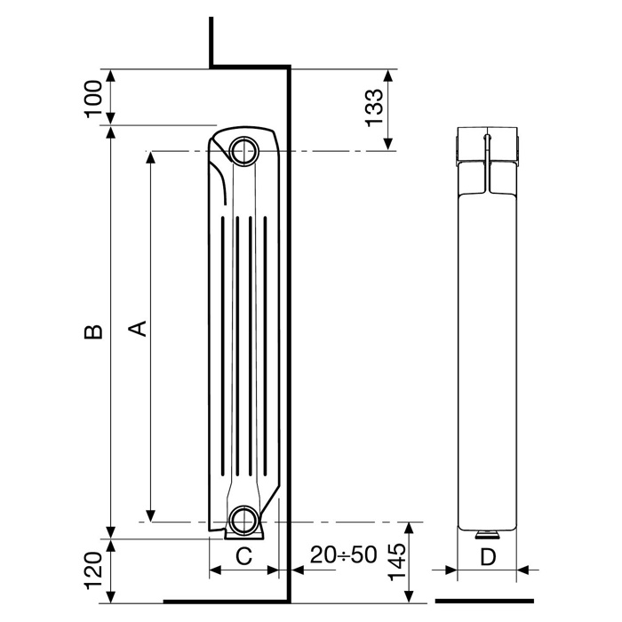 Радиатор биметаллический Fondital BM ALUSTAL 500/100 (V90103410)(10 секций) фото-3