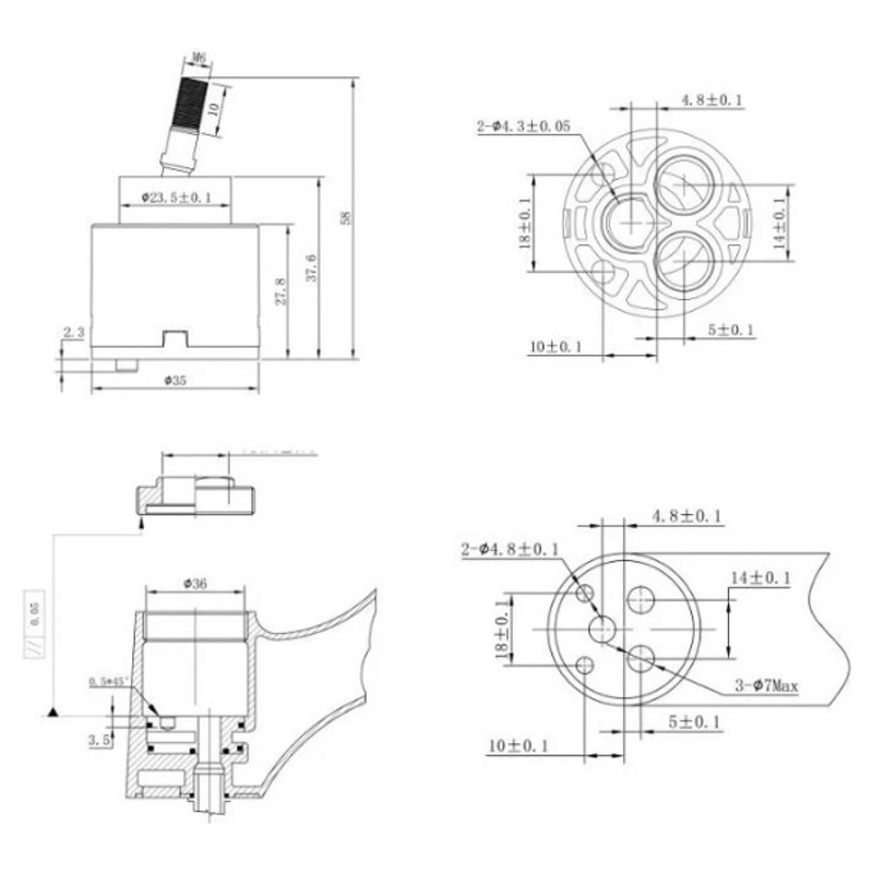 Картридж керамический для каскадного смесителя Frap F52-8N (35мм) фото-6