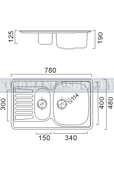 Мойка кухонная из нержавейки Frap FD4878T (полуторка;поверхность:декор;монтаж:врезная;размеры:780х480х180мм;толщина:0,8мм;комплектация:сифон,крепление,уплотнитель;сифон:3-1/2";оборачиваемая) фото-2 Мойка кухонная из нержавейки Frap FD4878T (полуторка;поверхность:декор;монтаж:врезная;размеры:780х480х180мм;толщина:0,8мм;комплектация:сифон,крепление,уплотнитель;сифон:3-1/2";оборачиваемая) фото-2