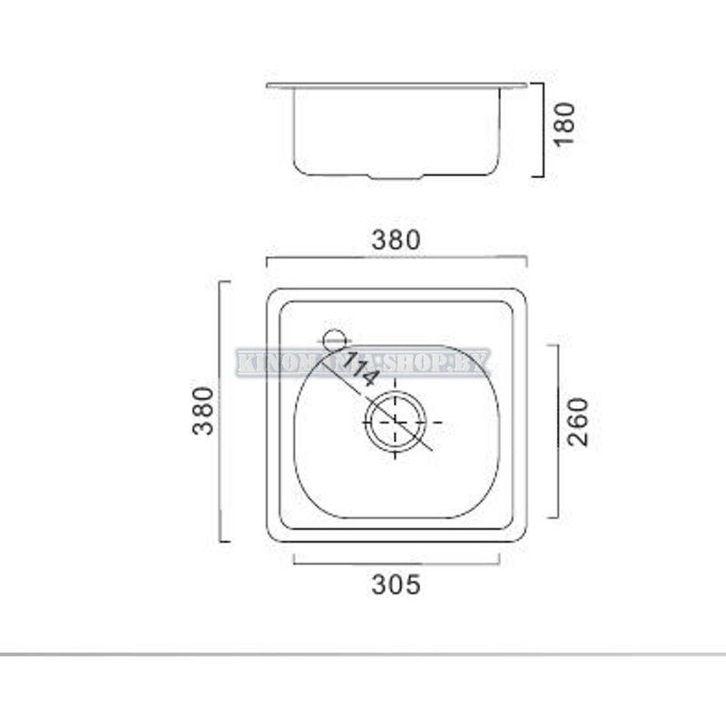 Мойка кухонная нержавейка Frap FD3838 (декор ),(квадрат),(врезная),(380*380*180),(перелив),(0,8мм),(сифон,крепление,уплотнитель) - фото2