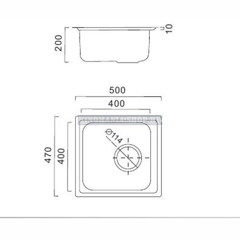 Мойка кухонная нержавейка Frap FD4750 (декор ),(прямоугольник),(врезная),(500*470*180),(перелив),(0,8мм),(сифон,крепление,уплотнитель) - фото2